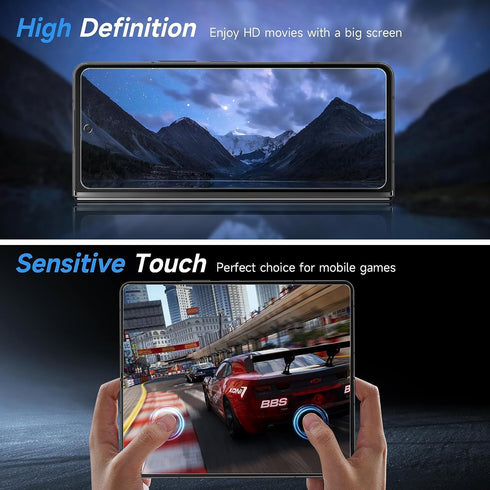 [6 in 1 Tempered Glass Front Screen Protector for Samsung Galaxy Z Fold 5+ Inner Soft TPU Film Shields Big Screen+ Camera Lens Protector [Scratch ...