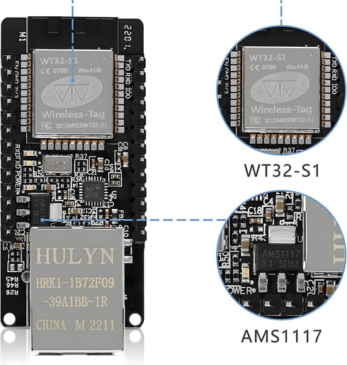WT32-ETH01 Development Board Ethernet - ESP32 Development Board Module Embedded Serial Port to Ethernet 2.4GHz Wi-Fi & Bluetooth Dual-Mode Support...