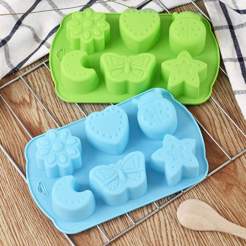Newk Insects Silicone Candy mold, 4 Packs 6- Cavity Animal Butterfly Moon Star 3D Bakeware Mold, Nonstick Food Grade Mold for Candies, Chocolate, ...