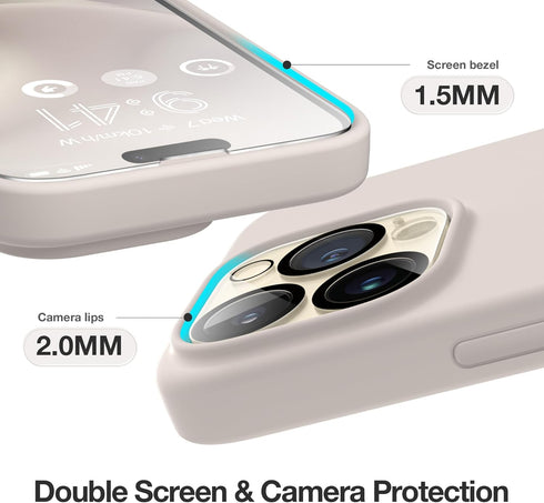 GONEZ for iPhone 14 Pro Max Case Silicone, Compatible with Magsafe, with 2X Screen Protector + 2X Camera Lens Protector, Liquid Silicone Shockproo...