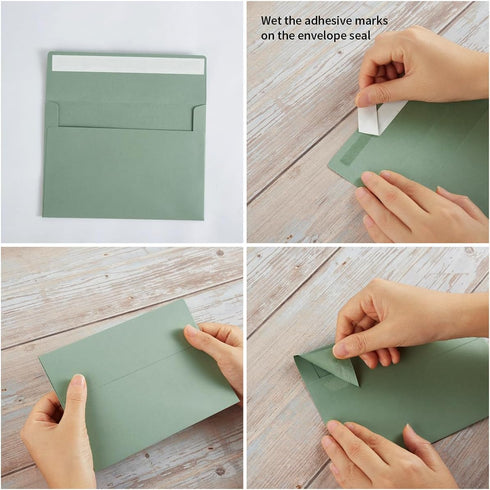 50 Pack 5 x 7 Envelopes Colored Self Seal for Wedding, Party Invitations, Greeting Cards, Announcements, Photos, 5.24 x 7.21 Inches (Sage Green)...