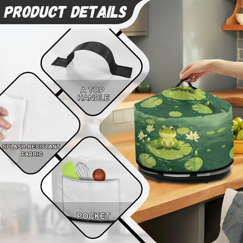 Green Dust Covers for Kitchen Appliances Frog Lotus Leaf Crock Pot Cover Slow Cooker Dust Cover Dustproof Kitchen Decor Assecories Protective Cove...
