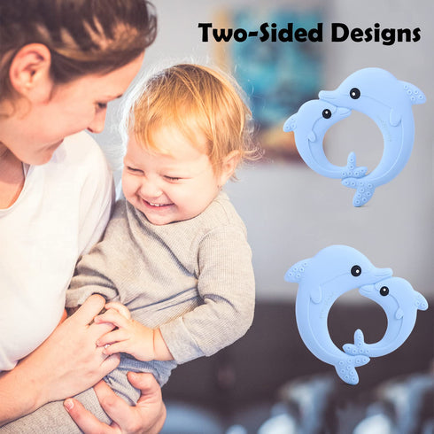 Teething Teether Toys for Babies 0-6, 6-12 Months, Aitoustone Soft Dolphin BPA Free Teething Toy for Baby Chewing Relief Toys...