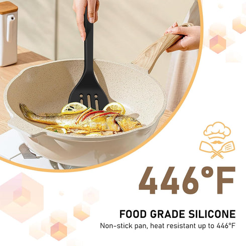 NileHome Silicone Spatula Set, High Heat Resistant BPA-Free Premium Food Grade Rubber Spatulas, Stainless Steel Handle Coated with Silicone One Pi...