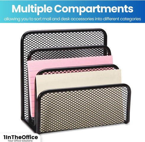 1InTheOffice Desk Mail Organizer, Mesh Vertical Desktop File Sorter, Multi Step Desk Sorter, 1 Pack...