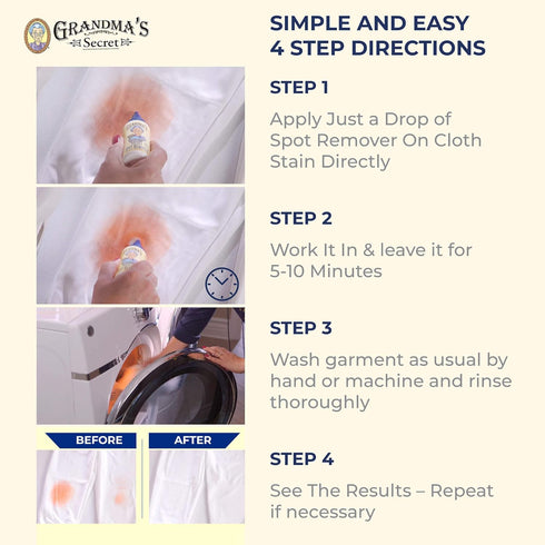 Grandma's Secret Spot Remover - Chlorine, Bleach, and Toxin-Free Stain Remover - Stain Remover for Clothes - Fabric Stain Remover Removes Oil, Pai...