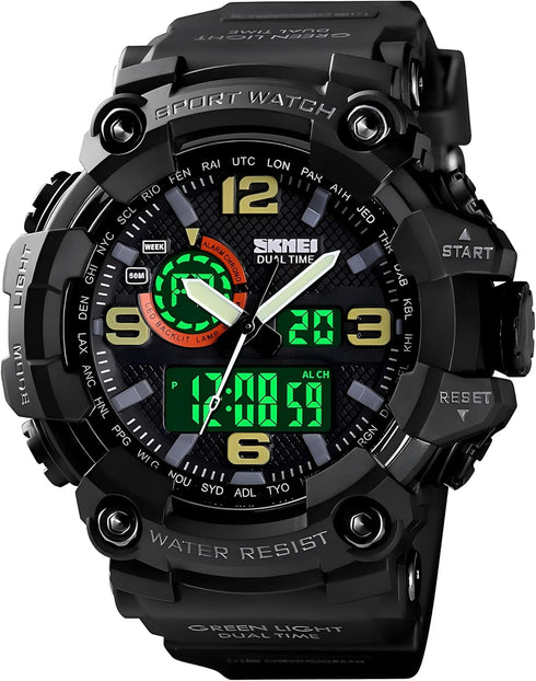 Gosasa Men's Large Face Outdoor Sports Watches Military S-Shock Watch Waterproof, Backlight, Alarm, Stopwatch Features - Rugged Wristwatch for Tra...