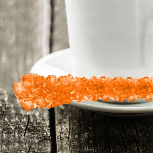 Extra Large Rock Candy Sticks: 6 Orange Rock Candy Sticks - Individually Wrapped - Espeez Rock Candy Sticks for Candy Buffet, Birthdays, Weddings,...