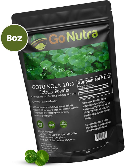 Gotu Kola 10:1 Extract Powder (8 oz), Centella Asiatica | Gluten Free and Non-GMO | Ayurvedic Herbal Supplement...