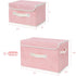 ANMINY Fabric Storage Bin with Lid Rose Print Storage Box Basket with PU Leather Handles Washable PP Plastic Board Decorative Foldable Lidded Shel...