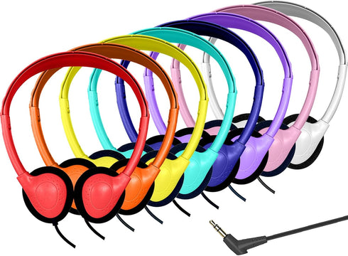 8 Pack Kids Headphones Bulk for Classroom School Students Children Teens Boy Girl (8 Mixed Colors)...