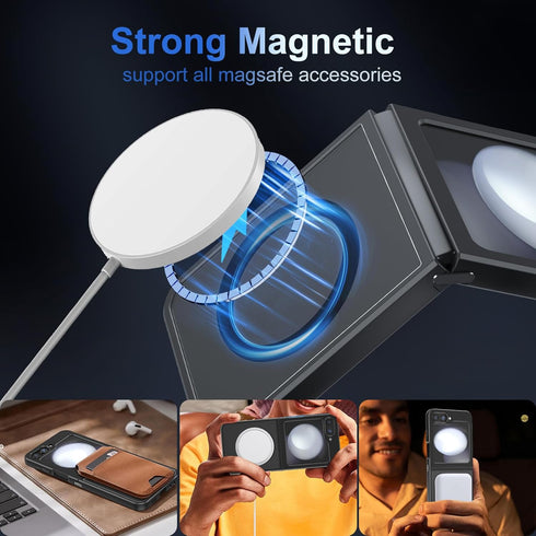 Magnetic Case for Galaxy Z Flip 5 5G Case, Compatible with Mag Safe Wireless Charger, Translucent Frosted Matte Back Slim Fit Shockproof Protectiv...