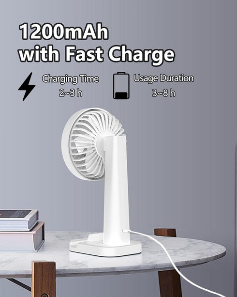 Portable Handheld Fan, Portable Fan Rechargeable, Quiet Personal Fan for Travel Using, White, Blue...