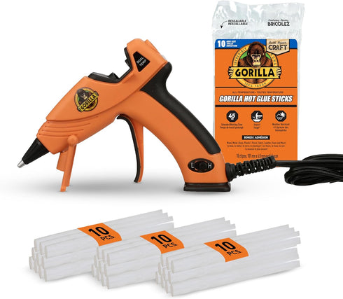 Gorilla Mini Hot Glue Gun Kit (Pack of 1 Mini Hot Glue Gun and 30 Sticks) - Dual Temp, Precision Nozzle, and Easy Squeeze Trigger...