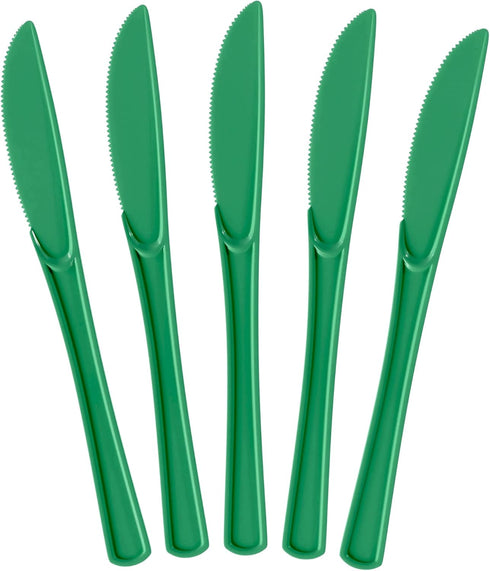 Exquisite Disposable Green Plastic Knives 50 Pcs - Heavy Duty Green Plastic Disposable Cutlery - Green Disposable Flatware, Green Plastic Silverwa...