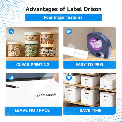 Label Orison Compatible with Dymo LetraTag Refills 16952 Clear Plastic Label Tape 1/2'' x 13' (12mmx4m), for Dymo Label Maker Refill LetraTag Plus...