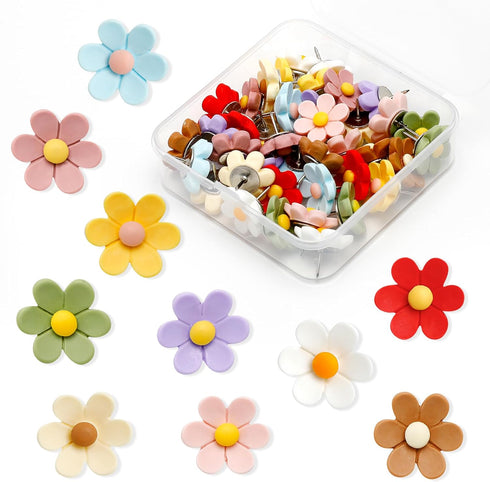 40Pcs Flower Push Pins Flower Cute Pins Decorative Flower Cork Board Tacks for Bulletin Board, Photos Wall Maps, Other Offices Schools Supplies an...