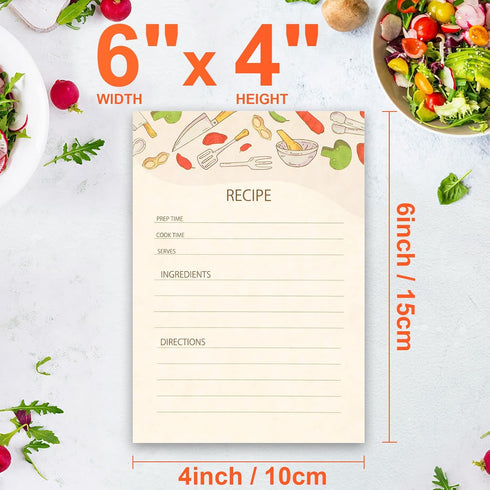 Toplive 50 Pack Recipe Cards 4x6 in, Double Sided Recipe Cards Kitchen, Blank Recipe Cards Thick Cardstock for Bridal Showers Wedding Housewarming...