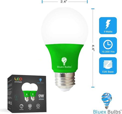 8 Pack A19 LED Red Light Bulb LED Green Light Bulb 120V E26 Base 9 Watt (60-watt Replacement) Red Bulb Red Bulb, Party Decoration, Porch, Home Lig...