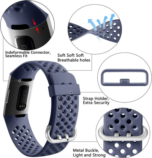 Wepro Band Compatible with Fitbit Charge 4 Bands for Women Men, Compatible with Fitbit Charge 3 Bands, Waterproof Breathable Holes Sport Strap for...