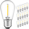 LED S14 Low Voltage (DC 3V) Replacement Bulbs with E26 Base for Outdoor Solar String Lights, 15 Pack, Clear...
