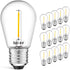 LED S14 Low Voltage (DC 3V) Replacement Bulbs with E26 Base for Outdoor Solar String Lights, 15 Pack, Clear...