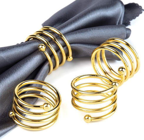 6Pcs Gold Napkin Rings Round Napkin Ring Set of 6 Napkin Holders for Cloth Napkins for Wedding, Thanksgiving, Fall Party, Valentines Day, Easter T...
