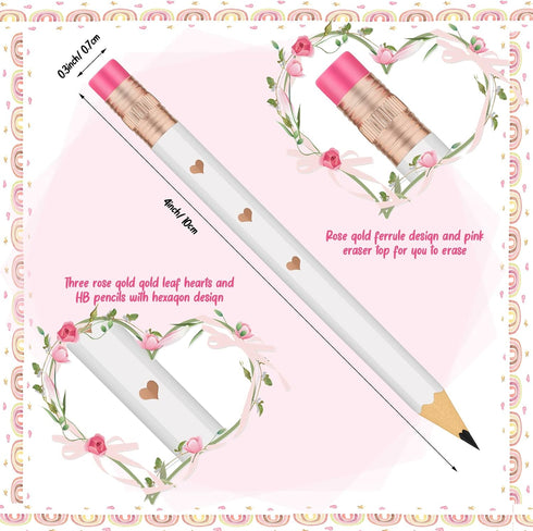 36 Pieces Bridal Shower Pencils Golf Pencils with Erasers Half Pencils Pre Sharpened 4 Inch Wedding Pencils 2 HB Mini Hexagon Pencils for Kids Bab...