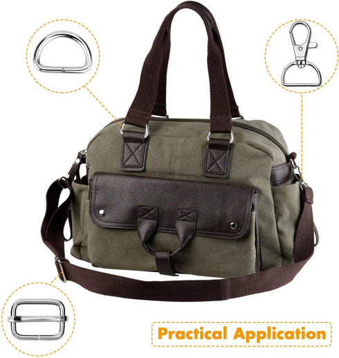 PAXCOO Purse Hardware, 50pcs Swivel Hook with D Rings for Purses, Keychain, Lanyard and Handbags (3/4 Inches)...