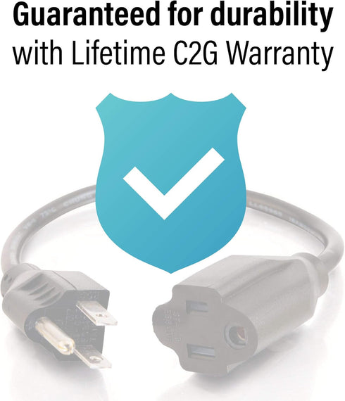 C2G 1FT Premium Universal Extension Cord - Power Extension Cord for TV, Computer, Monitor, Appliance & More (03137)...
