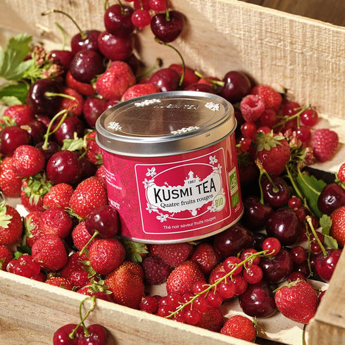 Kusmi Tea - Four Red Fruits - Organic Black Tea - Flavored with Strawberries, Raspberries, Redcurrants & Cherries - Smooth, Flavourful, Caffeinate...