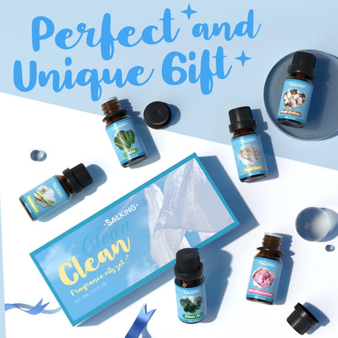 SALKING Clean Fragrance Oils, Premium Essential Oil for Diffuser, Scented Oil Gift Set for Soap Candle Making - Lemongrass, Fresh Cotton, Fresh Li...
