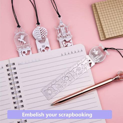 4 Pieces Metal Stencil Bookmark for Bullet Journal Stencils 5.5 x 1 Inch Stencil Template for DIY, Engraving, Painting, bullet journals supplies...