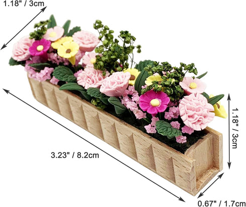 Miniature Potted Plant Flower Colorful 1:12 Mini Dollhouse Fairy Garden Bonsai Plant Clay Model Micro Landscape Decoration...