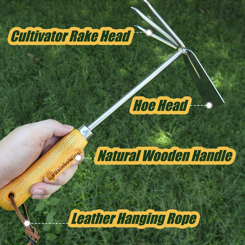 Innovative Weeder Puller Garden Hand Tool - with Double Head (Hoe & Cultivator) - for Easy Remove Weeders & Loosing Soil...
