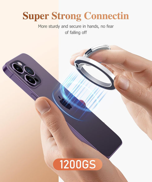 GVIEWIN Magnetic Phone Ring Holder, Compatible with MagSafe Phone Grip with Adjustable Stand, Magnet Phone Ring Kickstand for iPhone 15 Pro Max/Pl...