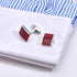 Rectangle Red Gemstone Cufflinks for Men Women In Gift Case Silver Elegent Men's Cufflinks Jewelry Set for Wedding Party Anniversary Business Even...
