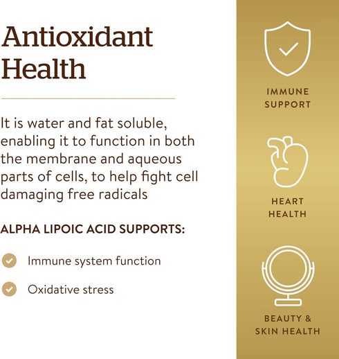 Solgar Alpha Lipoic Acid 200 mg, 50 Vegetable Capsules - Antioxidant Support - Helps to Recycle Glutathione, Vitamin C & E, CoQ-10 - Non-GMO, Vega...
