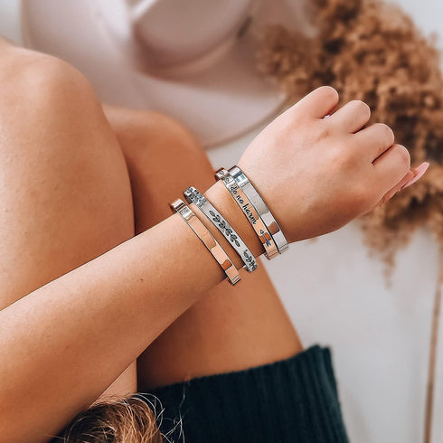 JoycuFF Inspirational Bracelets for Women Inspirational Cuff Bangle for Her with Engraved Message Christmas Birthday Gifts for Her...