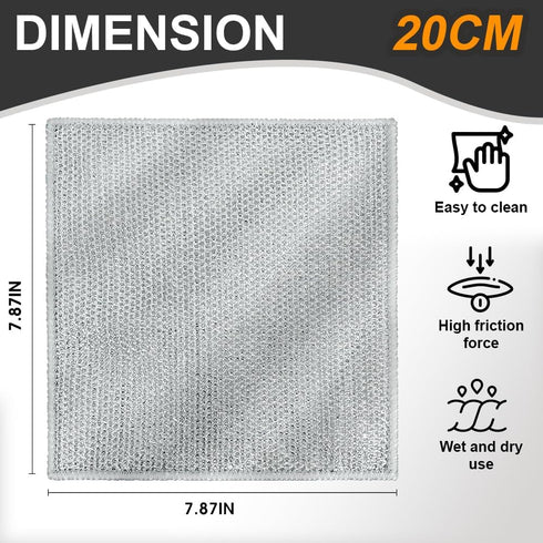 10 Pcs Reusable Wire Dishwashing Rags - Non-Scratch Multipurpose Cleaning Pads for Wet and Dry, Double Layer Wire Mesh Dishcloths for Washing Dish...