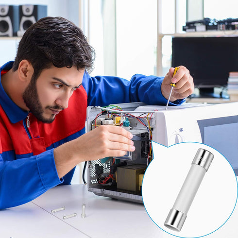 Frienda Microwave Fuse 20 Amp Slow Blow Microwave Fuse Ceramic Tube Fuse 250V 20a, 6.35 x 30 Mm, Compatible with GE WB27X10388, Kenmore Slow Blow ...