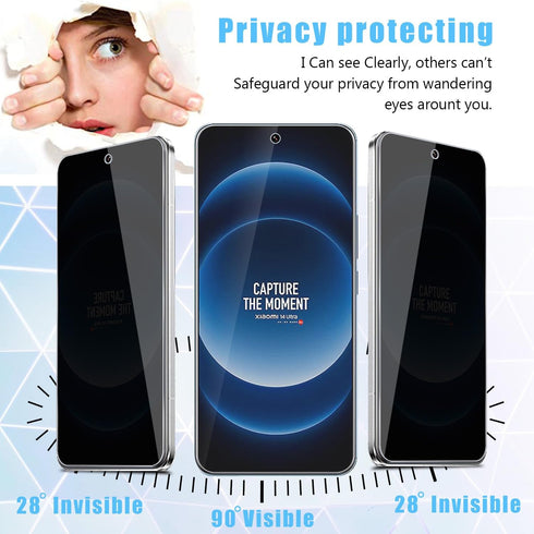 [2+2 Pack for Xiaomi 14 Ultra Privacy Tempered Glass Screen Protector and Camera Lens Protector, Anti-Spy 9H Hardness Case Friendly Film...