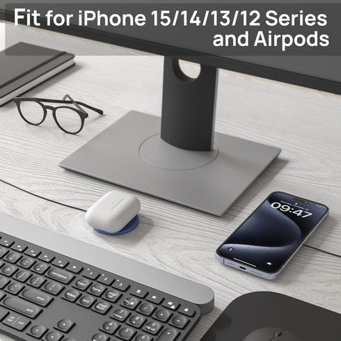 Magnetic Wireless Charger,MagEase 15W Wireless Charger Magnetic Compatible with iPhone 15/14/13/12 Series and AirPods 3/2/Pro, Charging Pad with U...