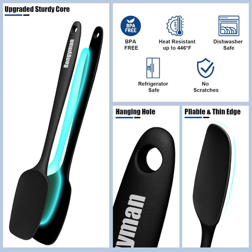 Silicone Spatula Set of 5 Spatulas Silicone Heat Resistant 446°F Kitchen Spatulas for Baking, Cooking and Mixing,Non Stick Cookware Food Grade, BP...