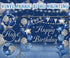 Navy Blue Happy Birthday Backdrop Silver Glitter Balloons Star Flag Sequins Background Adult Men Women Birthday Party Decoration Cake Table Photo ...