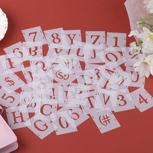 AIEX 43pcs 1 Inch Letter and Number Templates, Reusable Plastic Uppercase Letter Stencils Alphabet Stencils Punctuation Marks Symbol Numbers Craft...