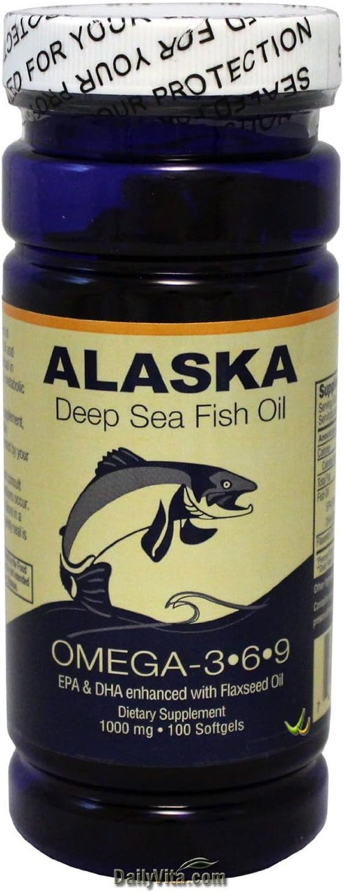 Alaska Deep Sea Fish Oil, Omega 3,6,9 1000 Mg 100 Softgels by NCB...