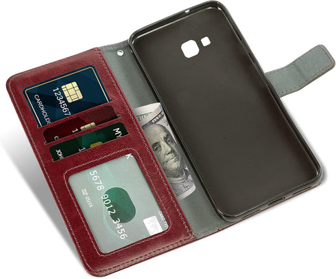 Asuwish Compatible with Samsung Galaxy J4 Plus Wallet Case Tempered Glass Screen Protector and Leather Flip Card Holder Stand Cell Accessories Pho...