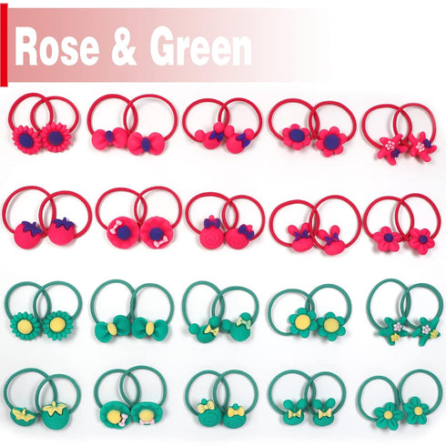 WillingTee 120pcs (60 pairs) Mix Colors GElastic Hair Ties Soft Rubber Bands Hair Bands Holders Pigtails Accessories for Girls Infants Toddlers Ki...