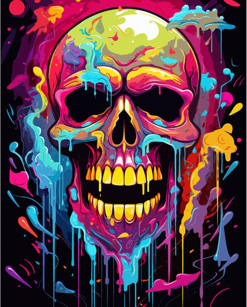 Aihonmin DIY Paint by Numbers,Sugar Skull Day of The Dead,Abstract Canvas Oil Painting Kit for Kids&Adults,16X20 Drawing Paintwork Acrylic Pigment...